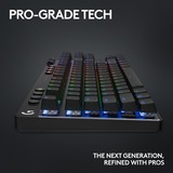 Logitech PRO X TKL, gaming toetsenbord Zwart, US-International, GX Brown, 80% (TKL), RGB leds, PBT Doubleshot keycaps, 2,4 GHz / Bluetooth / USB-C