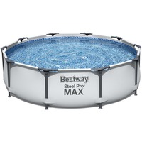 Bestway Zwembad steel pro max set rond 305 Lichtgrijs, Incl. filterpomp (220-240V)