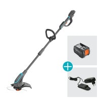 GARDENA PowerTrim 30 18V Set 4.0 Ah met 18V P4A Accu grastrimmer Grijs/turquoise, Accu en lader inbegrepen